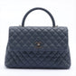 Second hand Chanel Coco Handle Large Caviar 2way Navy Blue Ruthenium - Tabita Bags