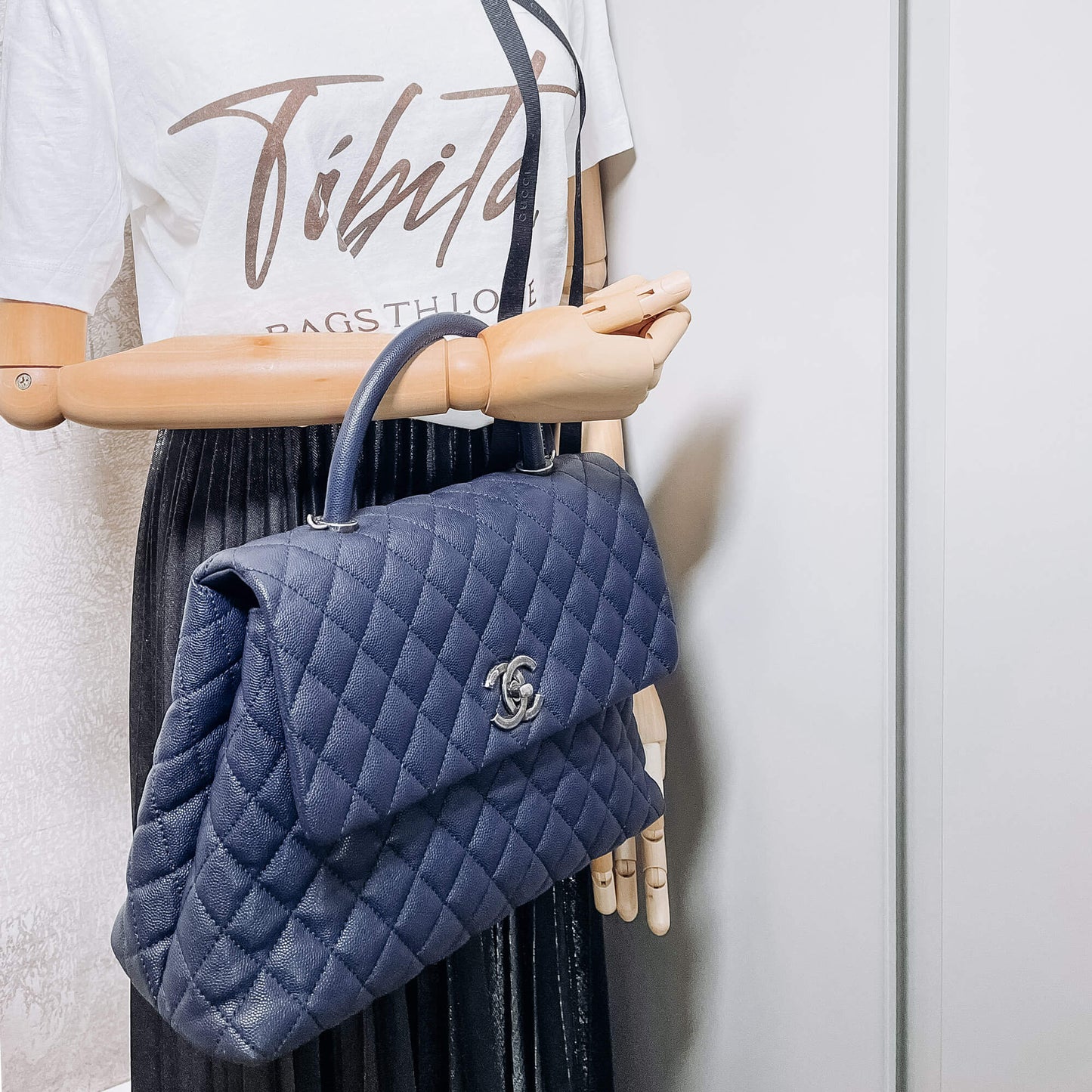 Chanel Coco Handle Large Caviar 2way Navy Blue Ruthenium - Tabita Bags –  Tabita Bags with Love