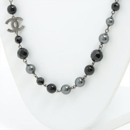 Second hand Chanel Coco Long Necklace Faux-Perles Black Silver - Tabita Bags