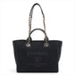 Second hand Chanel Deauville Canvas & Leather Chain Bag 2-way Black Gold - Tabita Bags