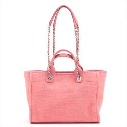 Second hand Chanel Deauville MM Canvas & Leather 2way Pink Silver - Tabita Bags