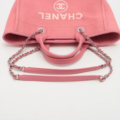 Second hand Chanel Deauville MM Canvas & Leather 2way Pink Silver - Tabita Bags