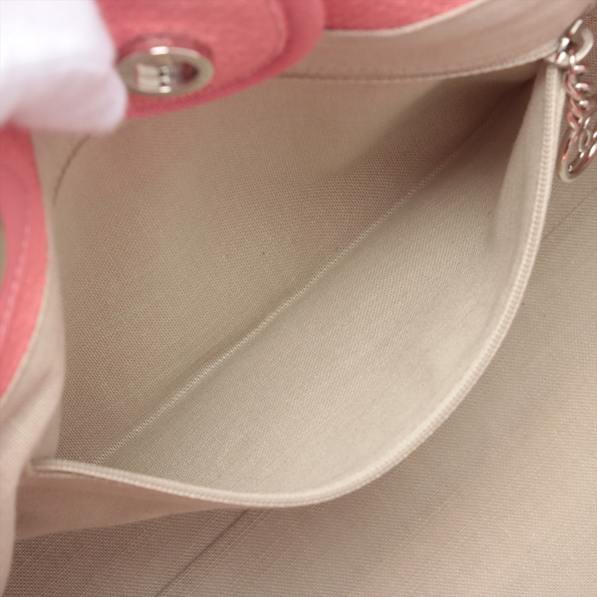 Second hand Chanel Deauville MM Canvas & Leather 2way Pink Silver - Tabita Bags