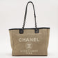 Second hand Chanel Deauville MM Canvas & Leather Beige Silver - Tabita Bags