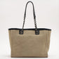 Second hand Chanel Deauville MM Canvas & Leather Beige Silver - Tabita Bags