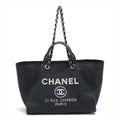 Second hand Chanel Deauville MM Canvas & Leather Denim Blue Silver - Tabita Bags