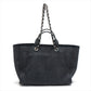 Second hand Chanel Deauville MM Canvas & Leather Denim Blue Silver - Tabita Bags