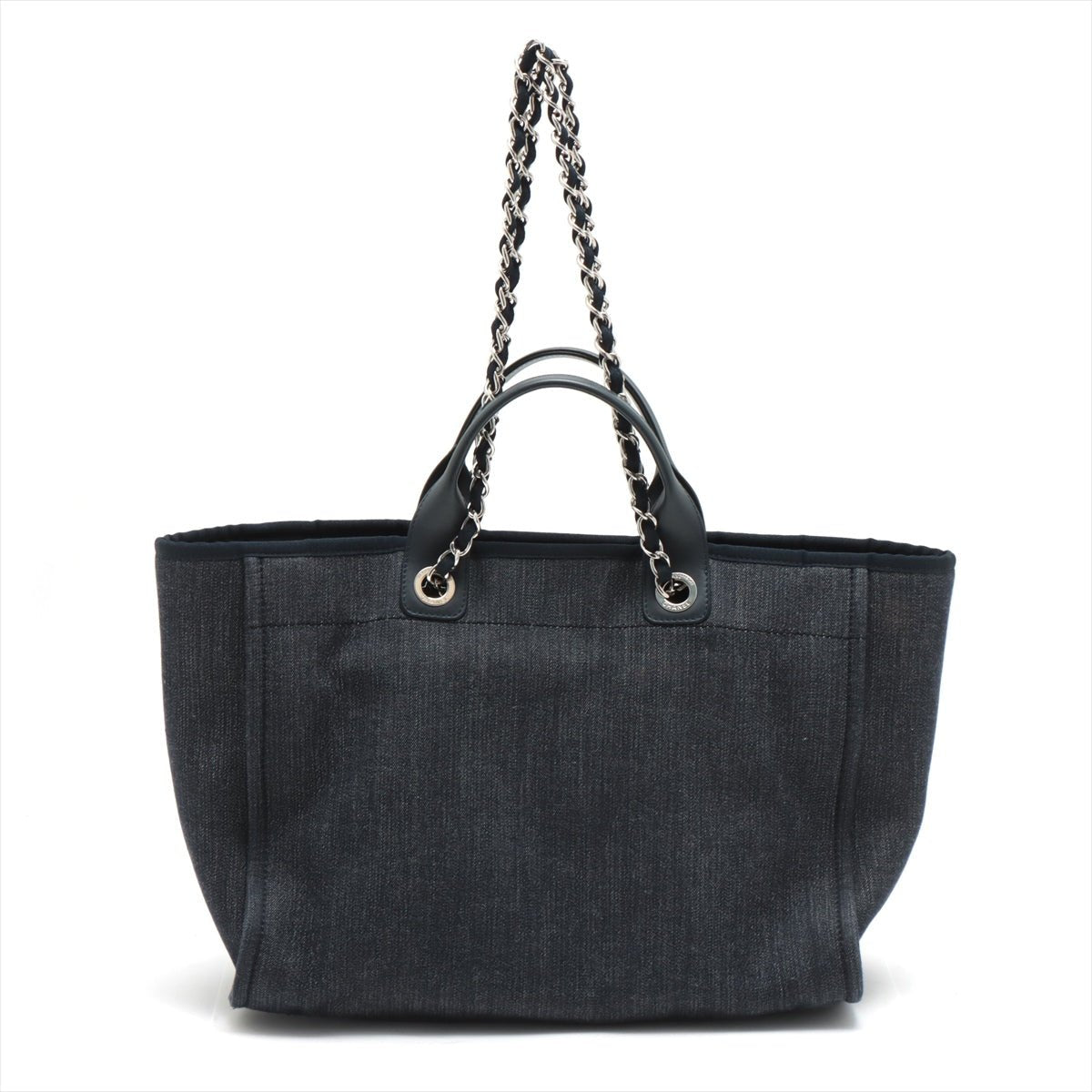 Second hand Chanel Deauville MM Canvas & Leather Denim Blue Silver - Tabita Bags