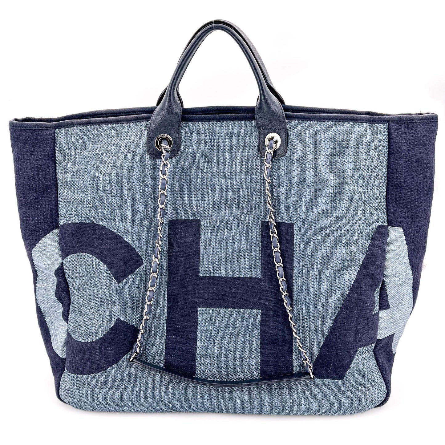 Chanel-Deauville Shopping Tote Two-Way Raffia Navy Blue-at Tabita Bags