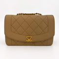 Second hand Chanel Diana Small Lambskin Leather Flap Bag Beige - Tabita Bags