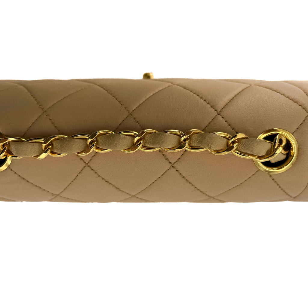 Second hand Chanel Diana Small Lambskin Leather Flap Bag Beige - Tabita Bags