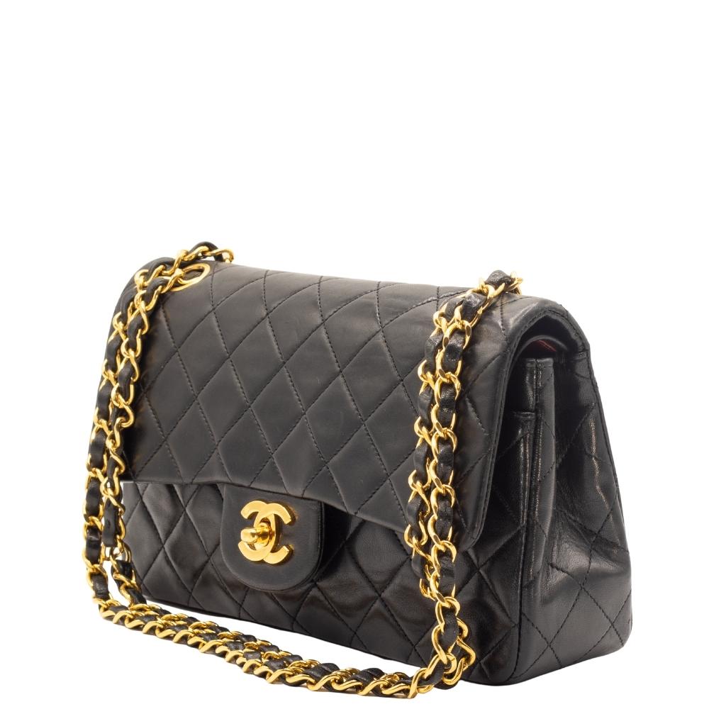 Chanel Double Flap 1989-1991 Black Lambskin Small - Tabita Bags