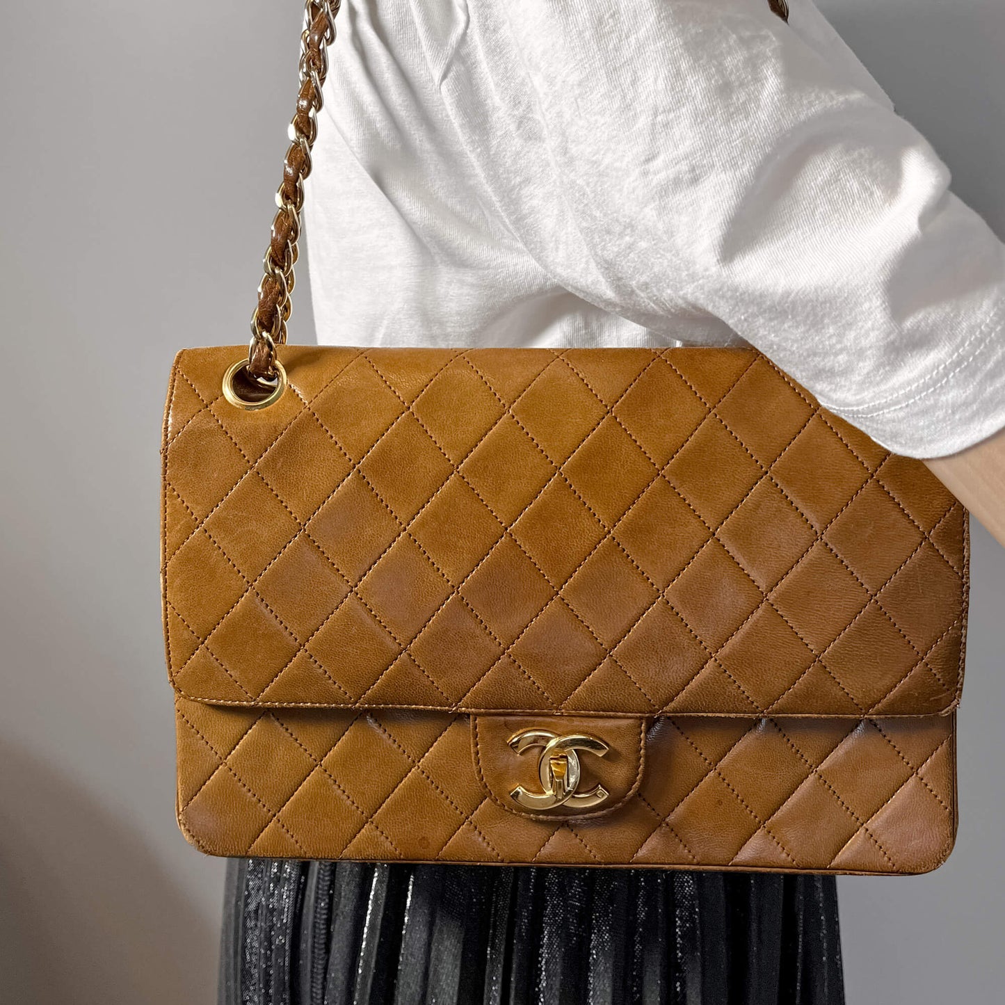 Second hand Chanel Double Flap Caramel gold Hardware - Tabita Bags