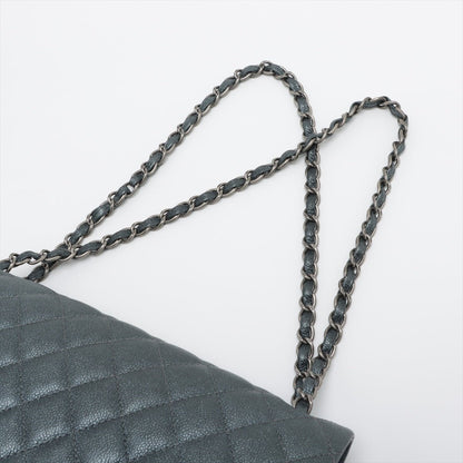 Second hand Chanel Double Flap Maxi Caviarskin Leather Flap Chain Bag Grey - Tabita Bags