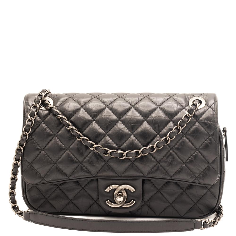 Second hand Chanel Easy Flap Zip Black Leather Aged Calfskin - Tabita Bags