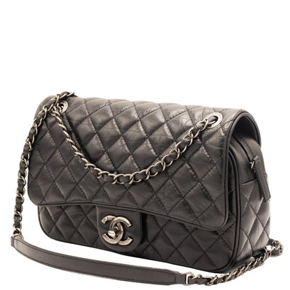 Second hand Chanel Easy Flap Zip Black Leather Aged Calfskin - Tabita Bags