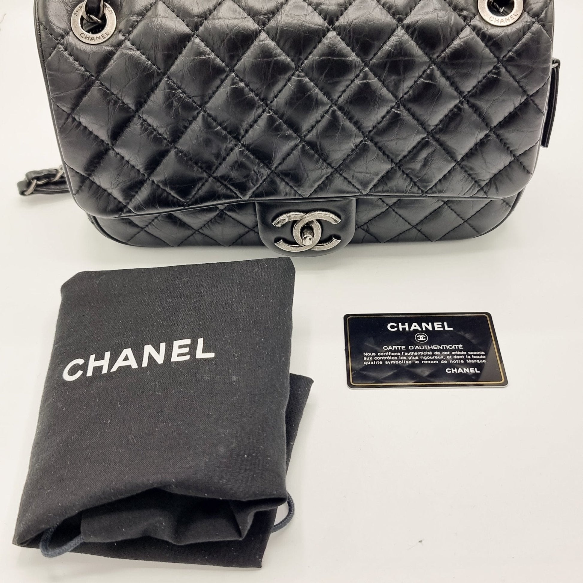 Second hand Chanel Easy Flap Zip Black Leather Aged Calfskin - Tabita Bags