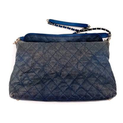 Second hand Chanel French Riviera Large Quilted Caviar Leather Blue Bag - Tabita Bags