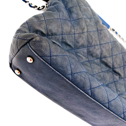 Second hand Chanel French Riviera Large Quilted Caviar Leather Blue Bag - Tabita Bags