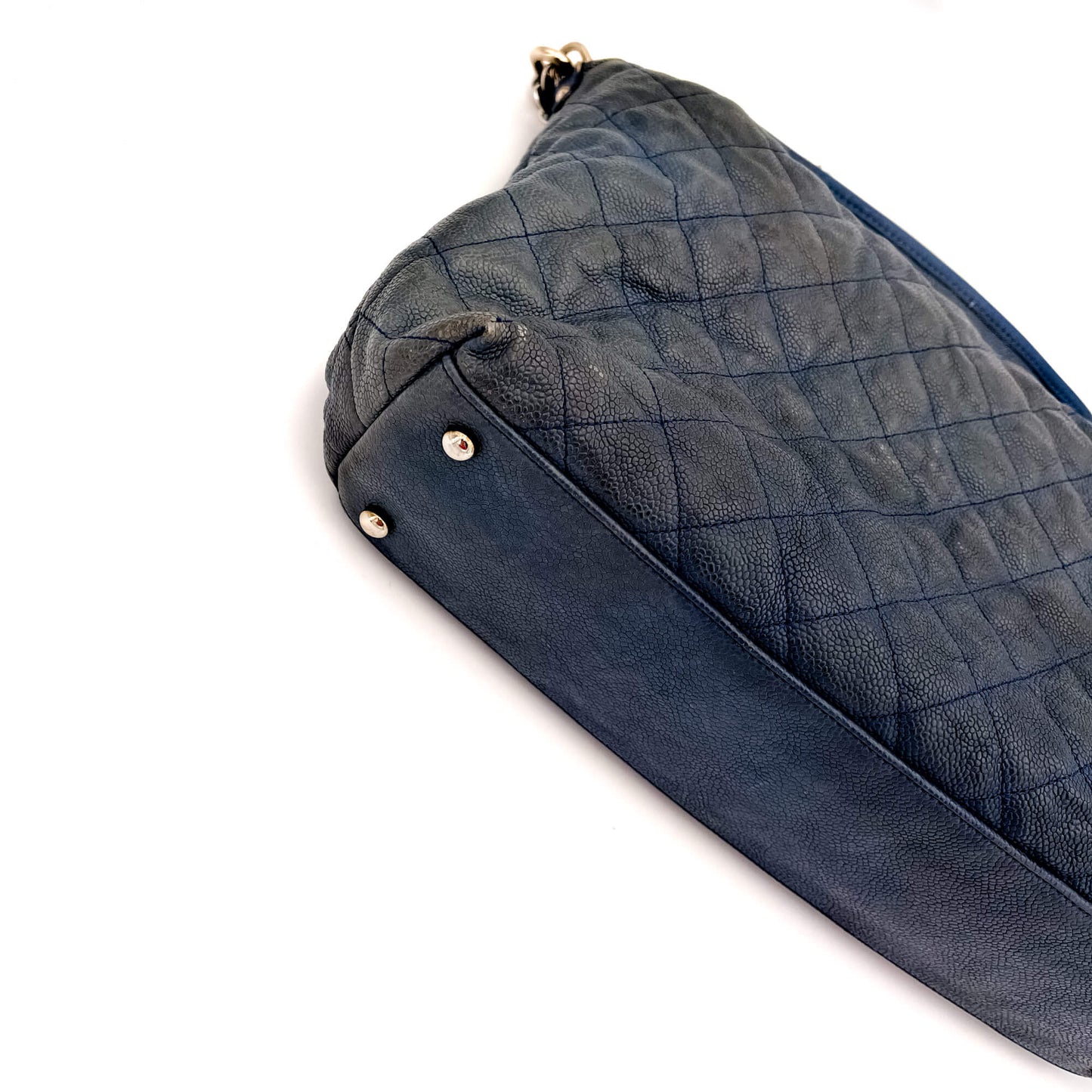 Second hand Chanel French Riviera Large Quilted Caviar Leather Blue Bag - Tabita Bags