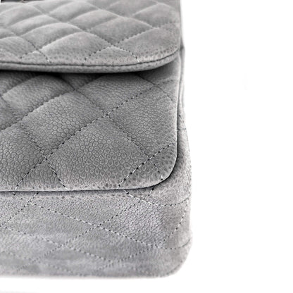 Second hand Chanel Jumbo Classic Double Flap Grey Caviar Leather Silver - Tabita Bags