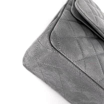 Second hand Chanel Jumbo Classic Double Flap Grey Caviar Leather Silver - Tabita Bags