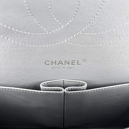 Second hand Chanel Jumbo Classic Double Flap Grey Caviar Leather Silver - Tabita Bags