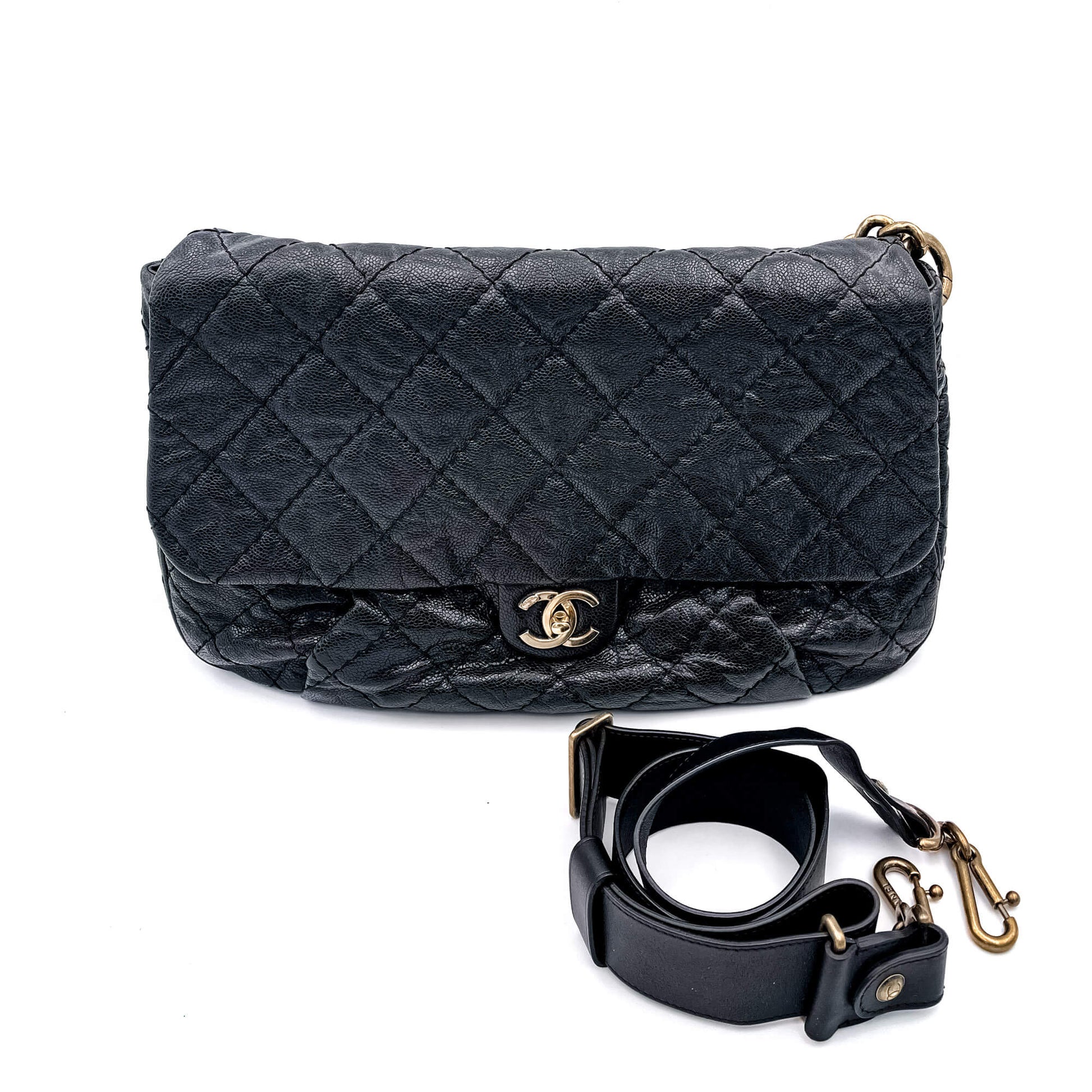 Second hand Chanel Jumbo Distressed Caviar Black Bag - Tabita Bags