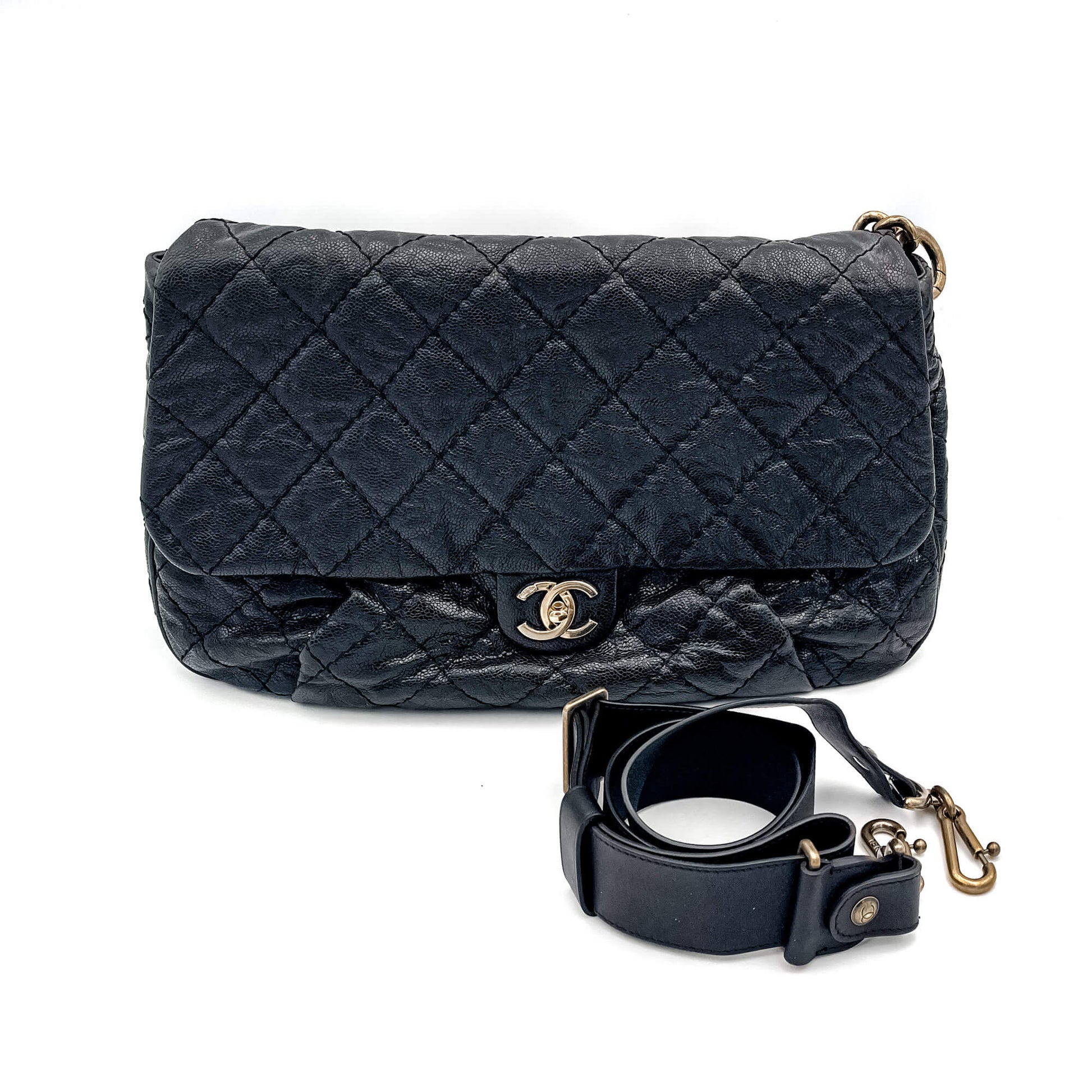 Second hand Chanel Jumbo Distressed Caviar Black Bag - Tabita Bags