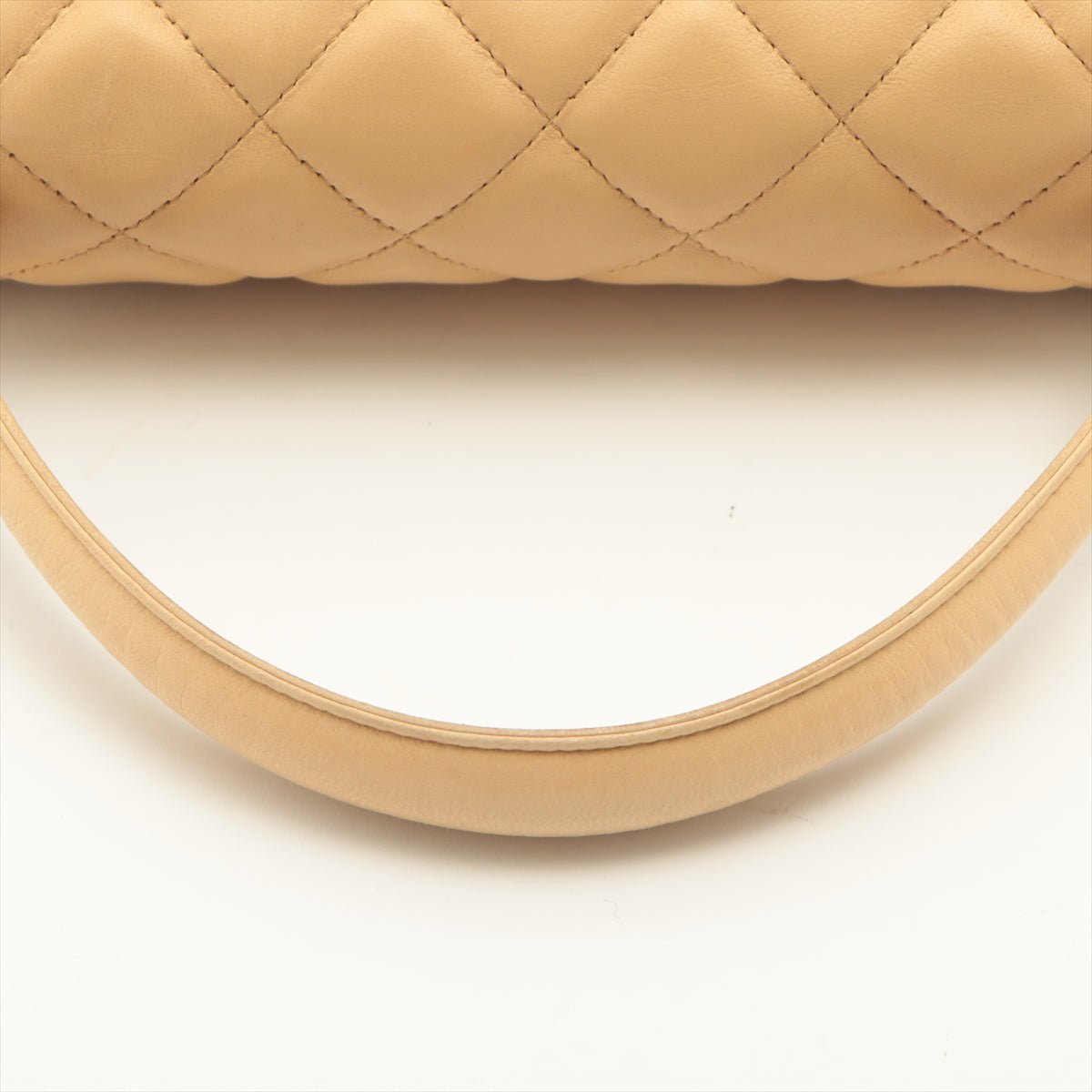 Second hand Chanel Kelly Top Handle Flap Matelasse Lambskin Beige Silver - Tabita Bags