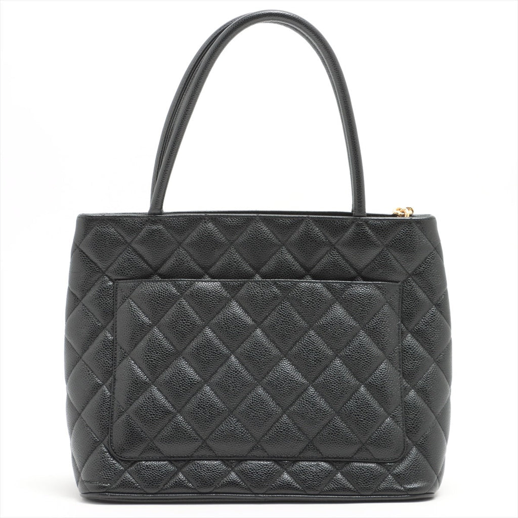 Second hand Chanel Medallion Tote Bag Black Caviarskin Gold Metal - Tabita Bags