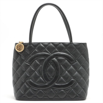 Second hand Chanel Medallion Tote Bag Black Caviarskin Gold Metal - Tabita Bags