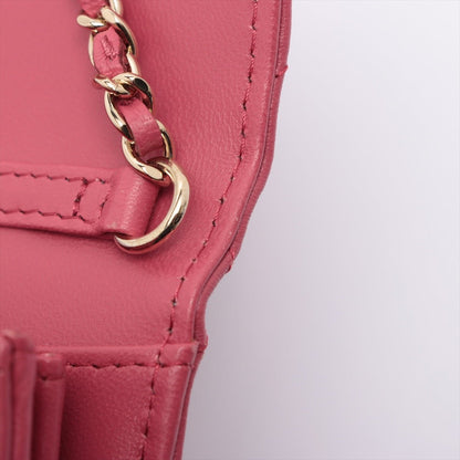 Second hand Chanel Mini Clutch With Chain in Pink Matelasse Lambskin and Gold - Tabita Bags