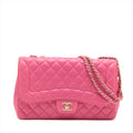 Second hand Chanel Single Flap Jumbo Leather Chain Bag Pink - Tabita Bags