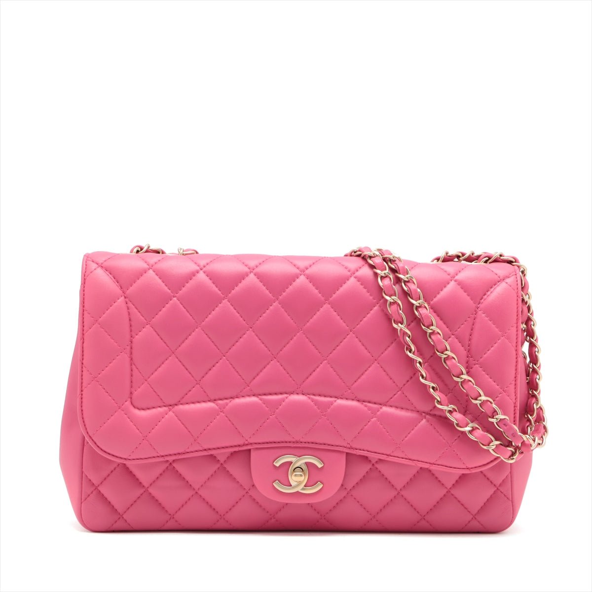 Second hand Chanel Single Flap Jumbo Leather Chain Bag Pink - Tabita Bags