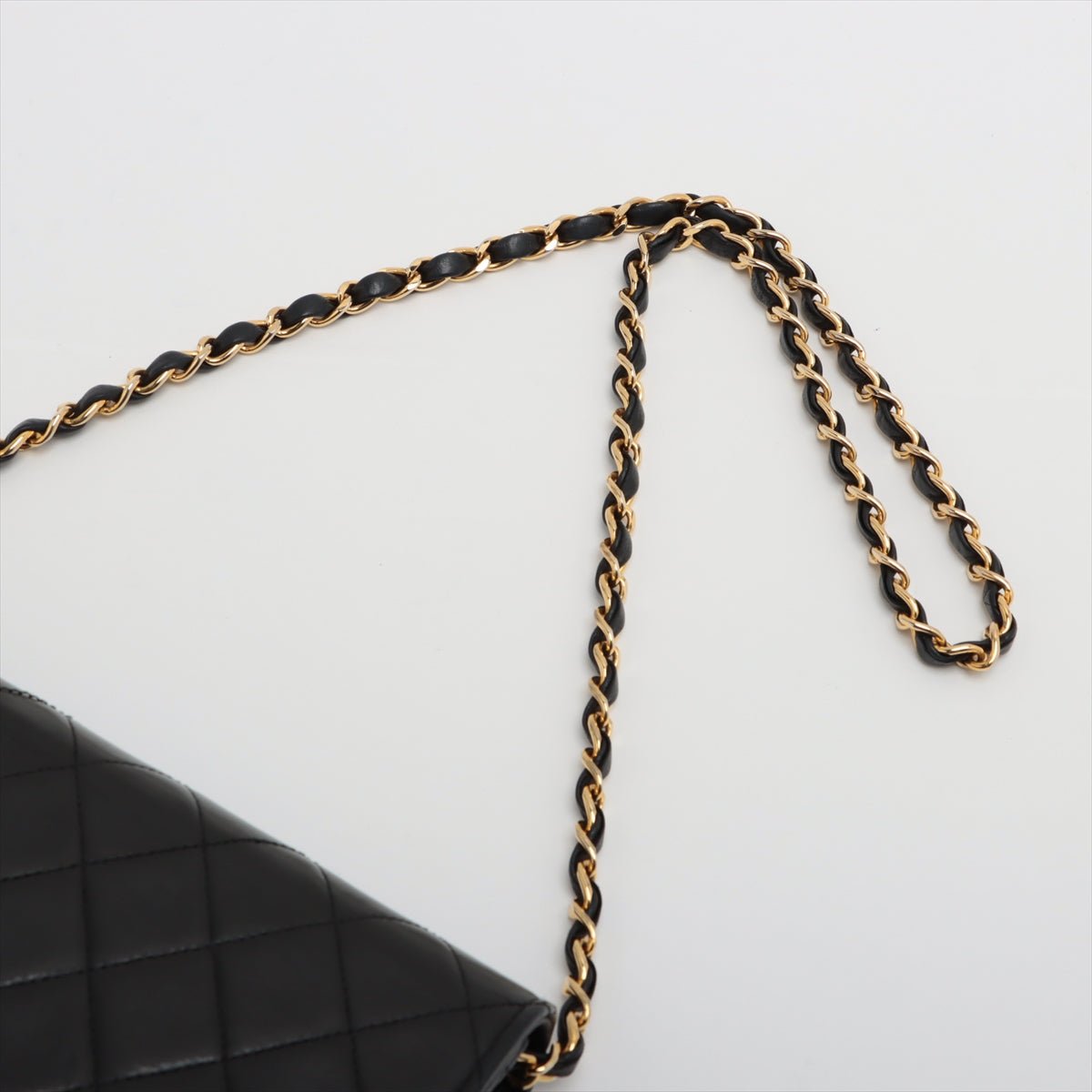 Second hand Chanel Single Flap Small Lambskin Leather Chain Shoulder Bag Black Vintage - Tabita Bags