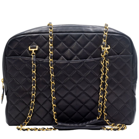 Second hand Chanel Vintage Black Matelassé Lambskin Shoulder Bag - Tabita Bags