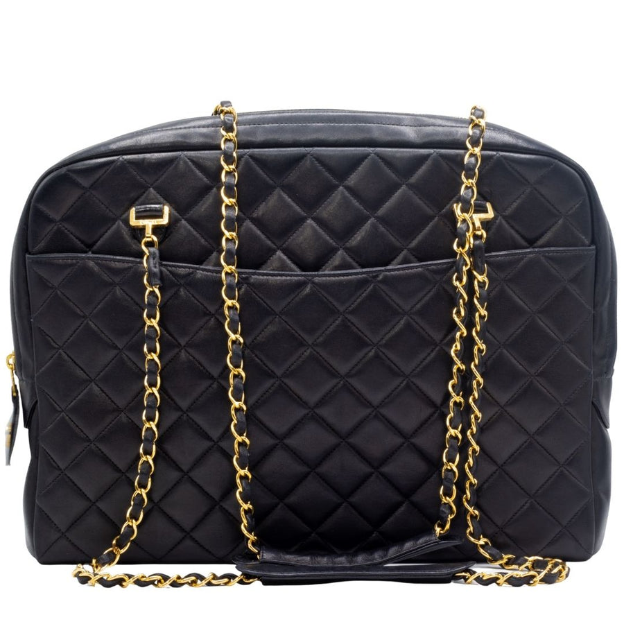 Second hand Chanel Vintage Black Matelassé Lambskin Shoulder Bag - Tabita Bags