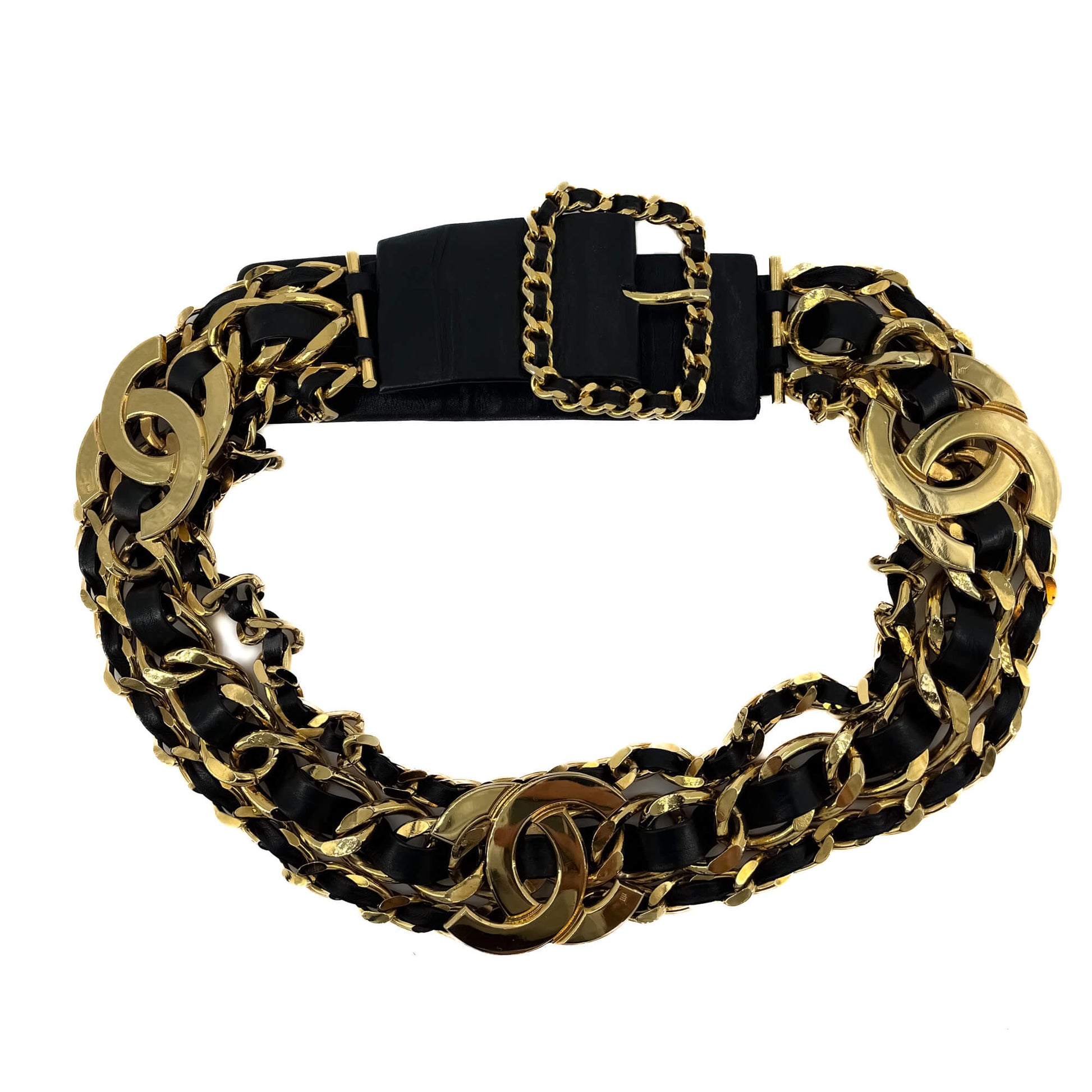 Second hand Chanel Vintage Chain Belt Black Leather - Tabita Bags