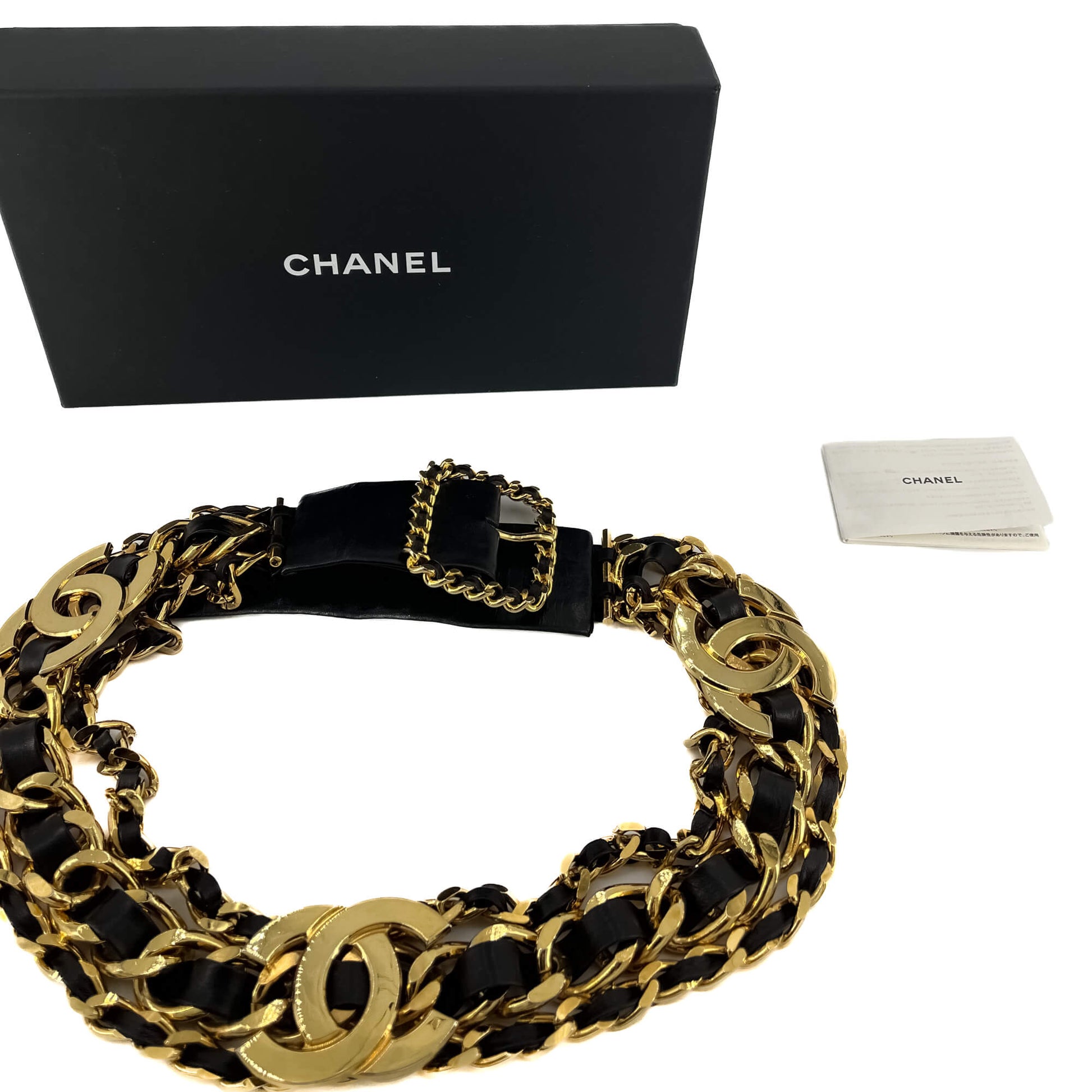 Second hand Chanel Vintage Chain Belt Black Leather - Tabita Bags