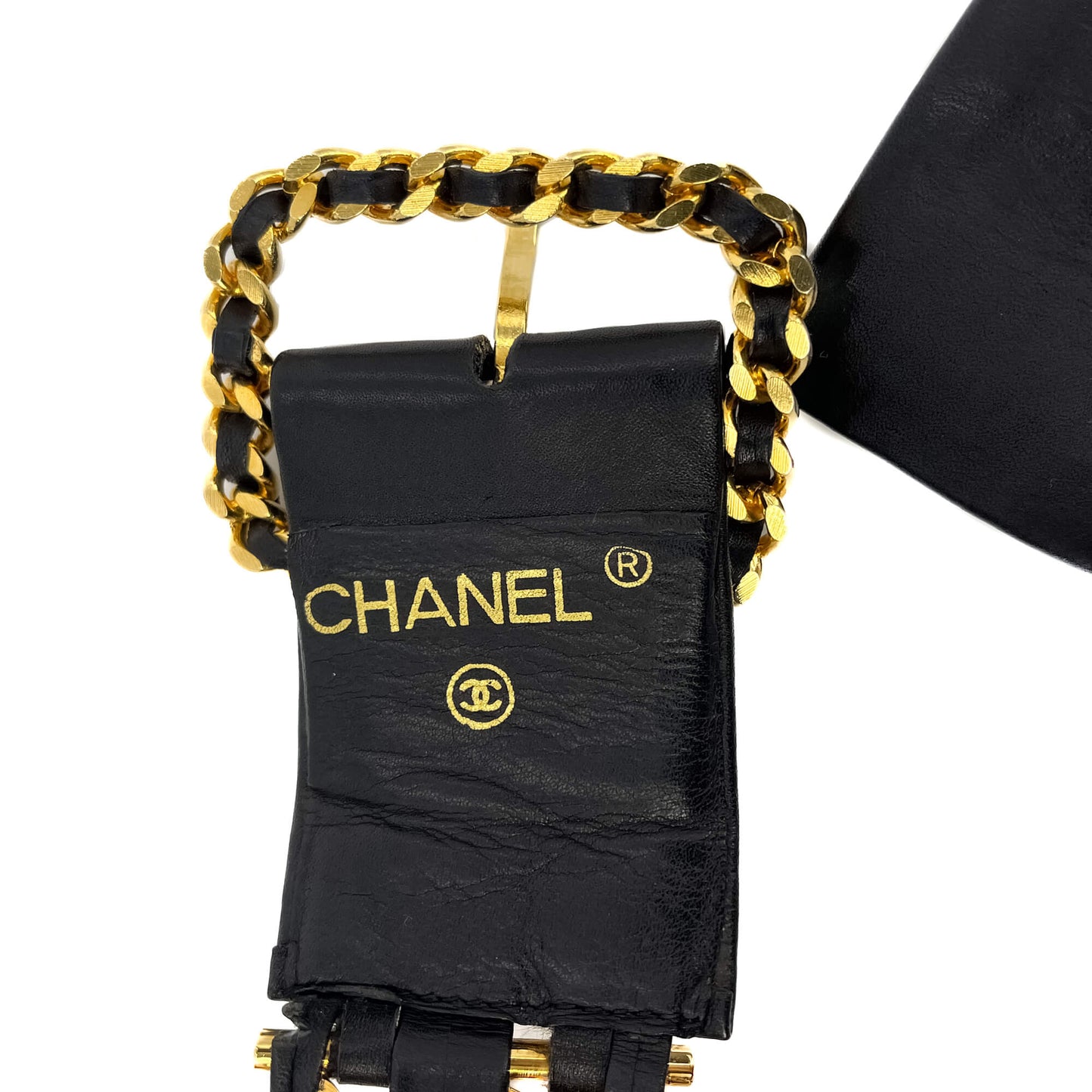 Second hand Chanel Vintage Chain Belt Black Leather - Tabita Bags