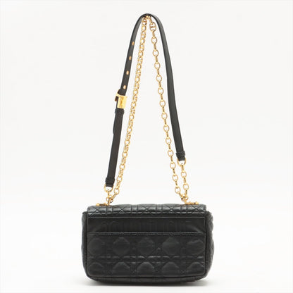 Second hand Dior Caro Cannage Small Leather 2-Way Chain Bag Black - Tabita Bags