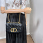 Second hand Dior Caro Cannage Small Leather 2-Way Chain Bag Black - Tabita Bags