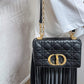 Second hand Dior Caro Cannage Small Leather 2-Way Chain Bag Black - Tabita Bags