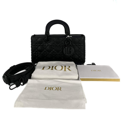 Second hand Dior Lady Dejoy Medium Leather 2-Way Handbag Black - Tabita Bags