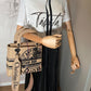 Second hand Dior Lady Dior D-Lite Medium Embroidered Jute Dior-Union Beige Bag - Tabita Bags