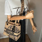 Second hand Dior Lady Dior D-Lite Medium Embroidered Jute Dior-Union Beige Bag - Tabita Bags