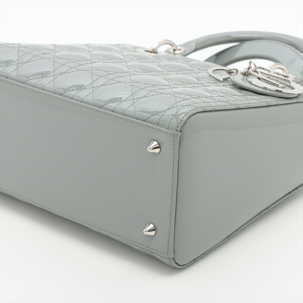Second hand Dior Lady Dior Grey Patent Cannage leather 2-way - Tabita Bags