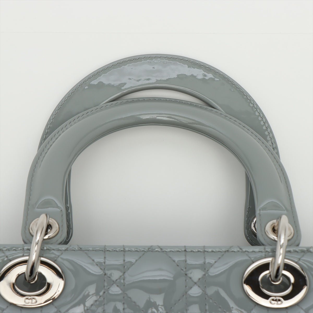 Second hand Dior Lady Dior Grey Patent Cannage leather 2-way - Tabita Bags