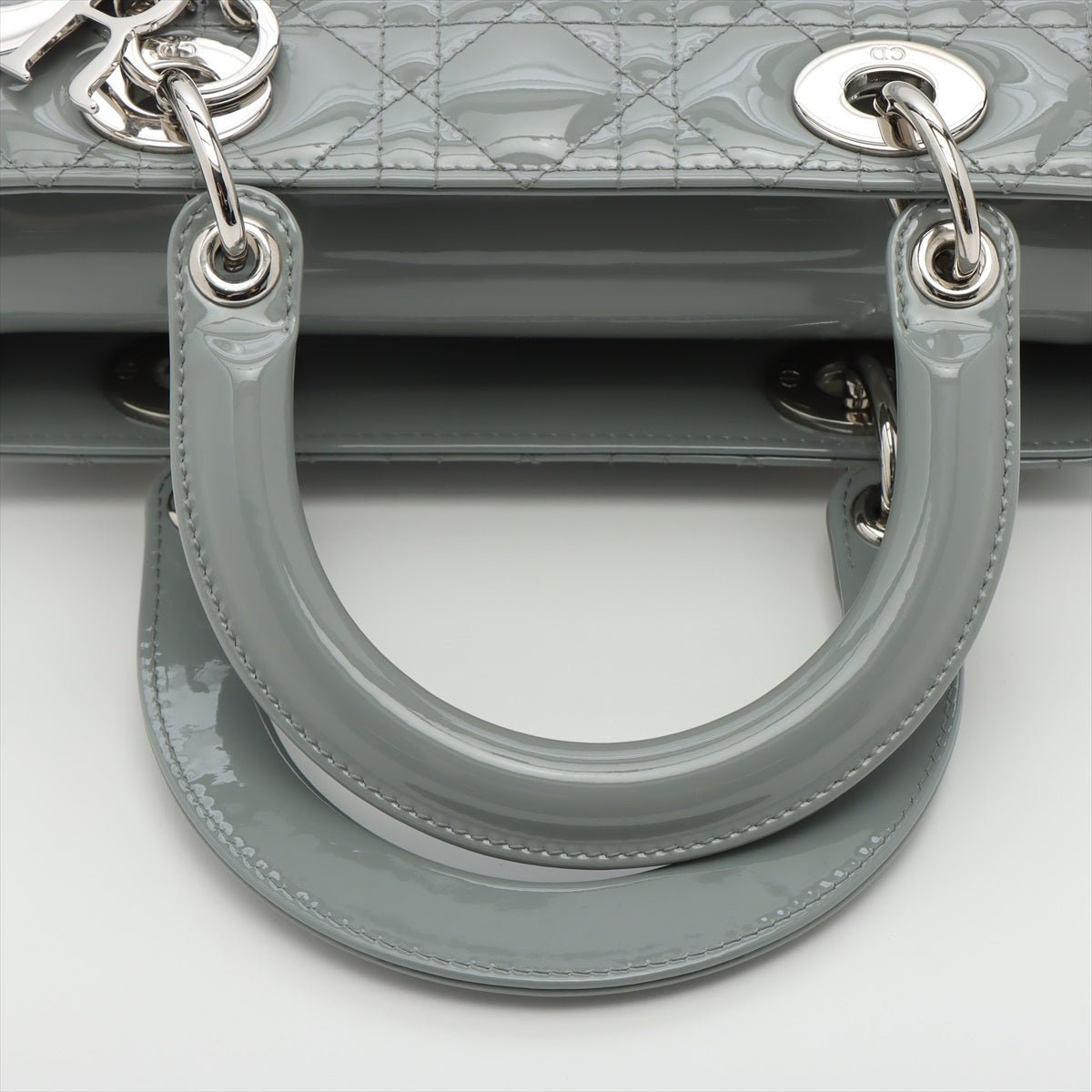 Second hand Dior Lady Dior Grey Patent Cannage leather 2-way - Tabita Bags